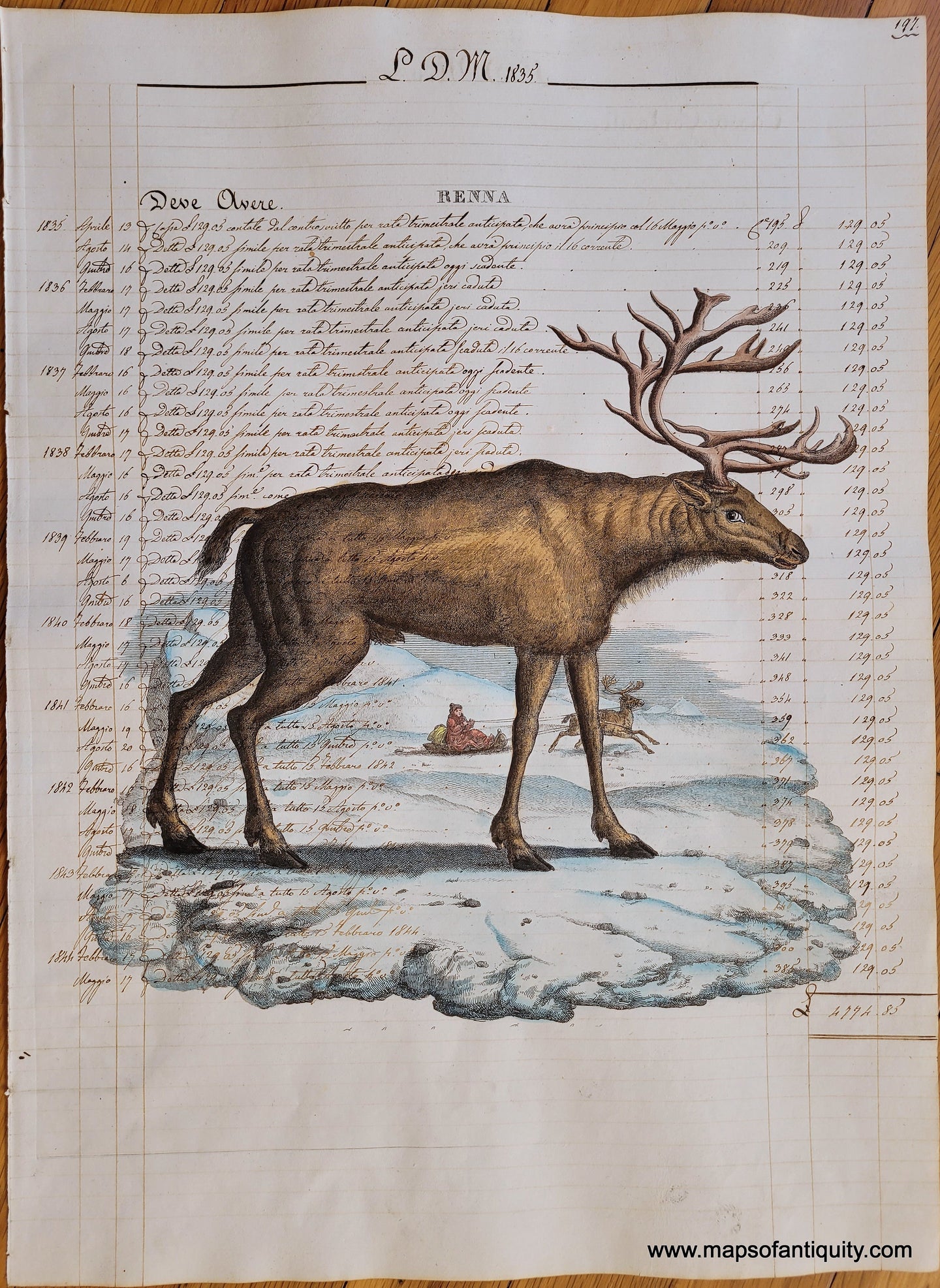 Specialty-Hand-Made-Reproduction-on-Antique-Paper-Renna-Reindeer---Reproduction-Maps-Of-Antiquity