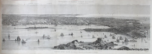 Black-and-White-Antique-Bird's-Eye-View--Newport-Rhode-Island-from-Sketches-by-Theo.-R.-Davis-and-Photograph-by-J.A.-Williams**********-United-States-Northeast-1873-Harper's-Weekly-Maps-Of-Antiquity