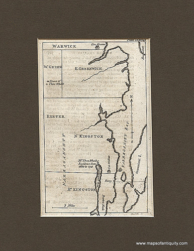 Black-and-White-Antique-Map-Rhode-Island-Kingston-area-Rhode-Island--1794-Ezra-Stiles-Maps-Of-Antiquity