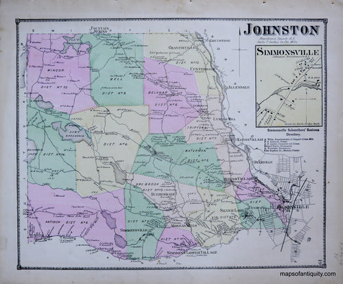 Antique-Hand-Colored-Map-Johnston-Rhode-Island-Rhode-Island--1870-Beers-Maps-Of-Antiquity