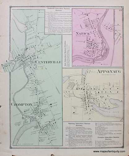 Antique-Hand-Colored-Map-Natick-Centerville-Crompton-Apponaug-Rhode-Island-Rhode-Island--1870-Beers-Maps-Of-Antiquity