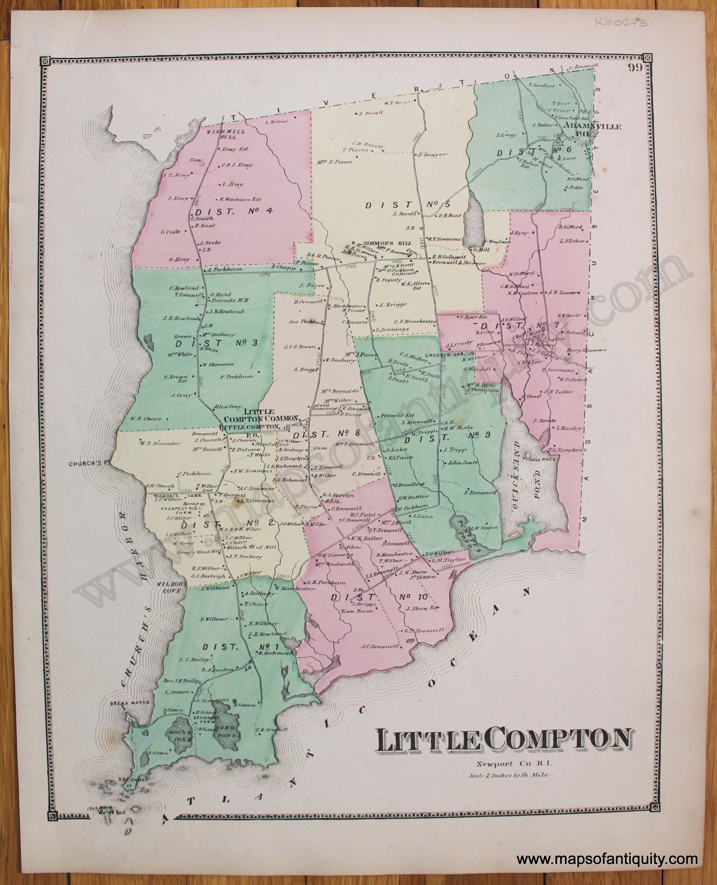 Antique-Map-Little-Compton-Rhode-Island-RI-map-1870