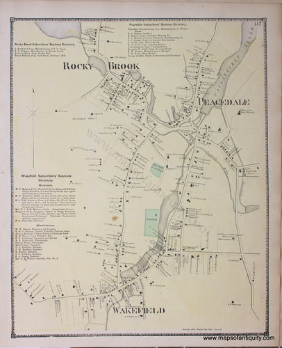 Antique-Map-Rocky-Brook-Peacedale-Wakefield-1870