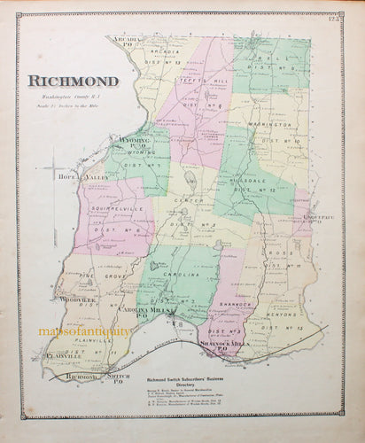 Antique-Hand-Colored-Map-Richmond-Rhode-Island-Map-Rhode-Island--1870-Beers-Maps-Of-Antiquity