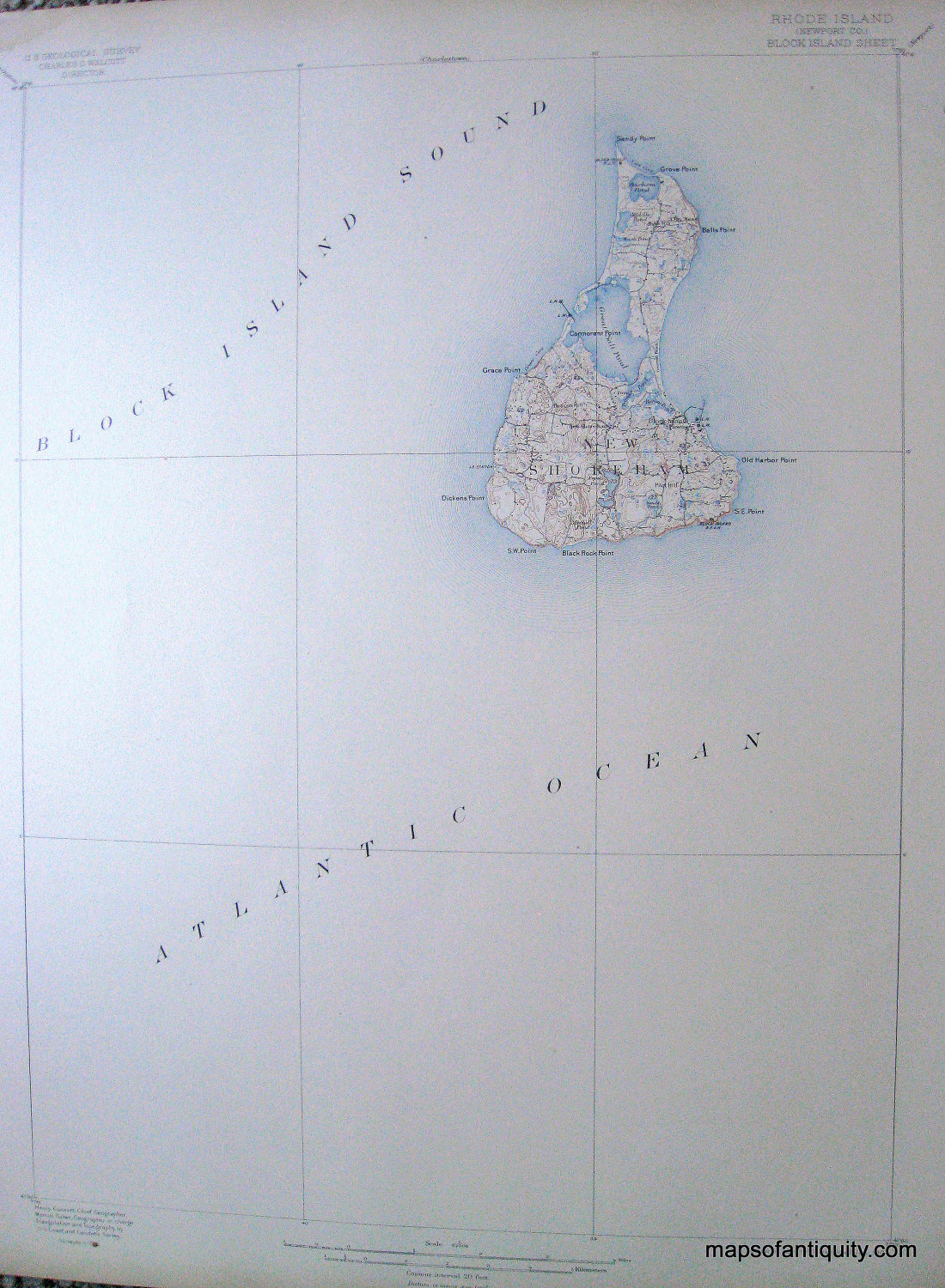 Antique-Topographical-Map-Rhode-Island-Block-Island-Sheet-******-Rhode-Island--1886-U.S.-Coast-and-Geodetic-Survey-Maps-Of-Antiquity