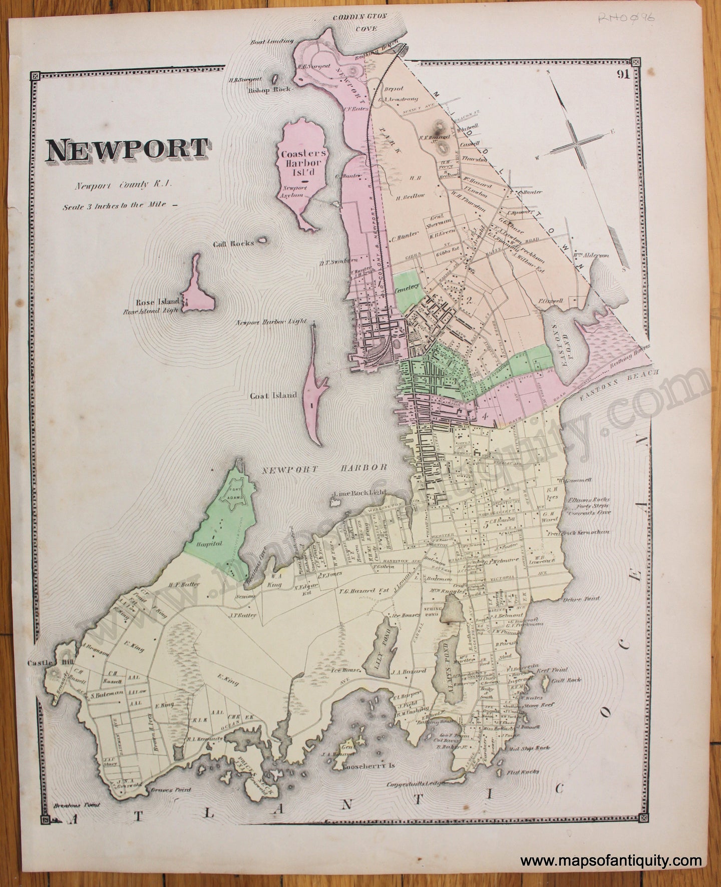 Antique-Map-Newport-Town-of-Newport-RI-Map
