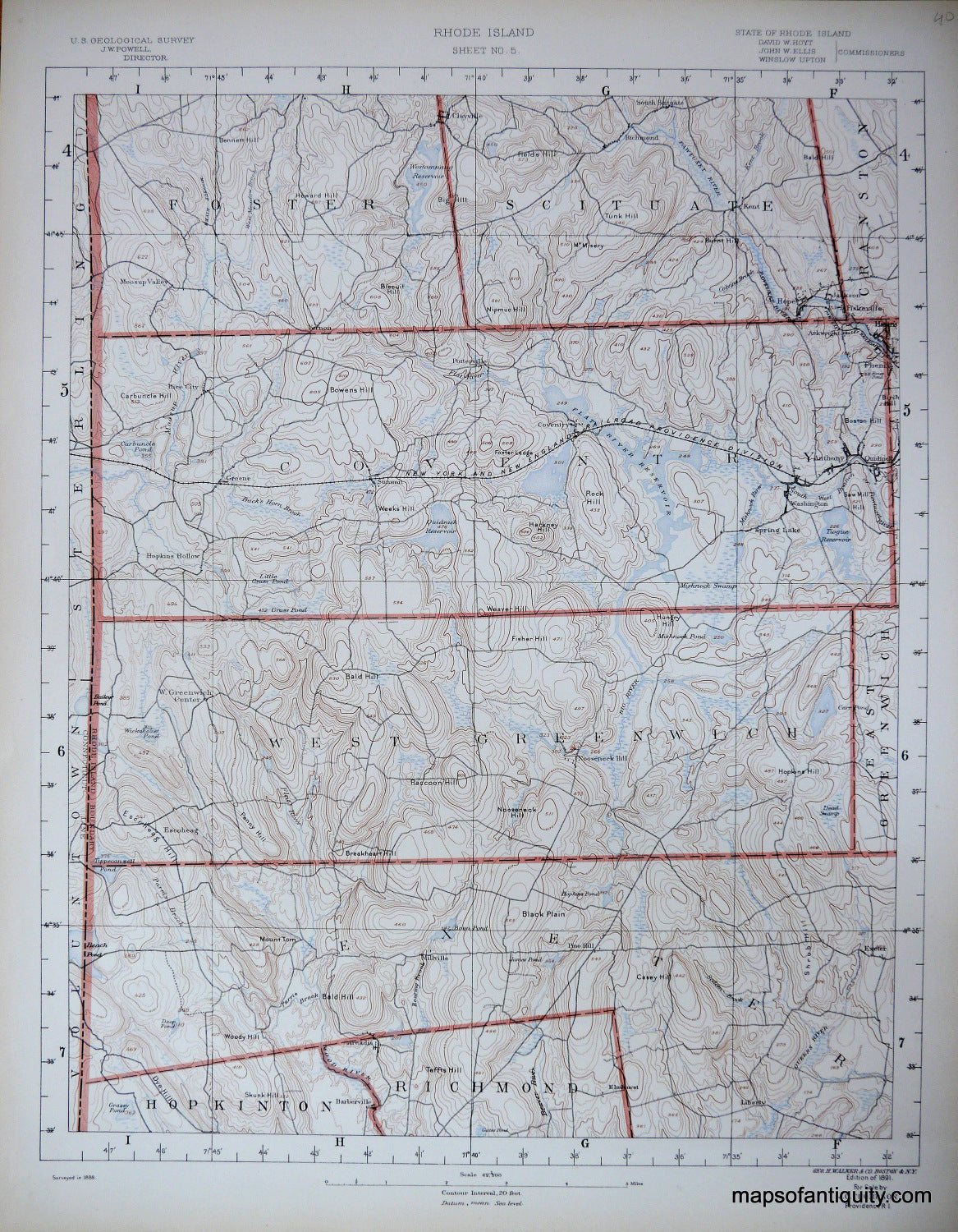 Topographical-Map-RI-Sheet-No.-5-antique-topo-map-United-States-Rhode-Island-1891-USGS-Maps-Of-Antiquity