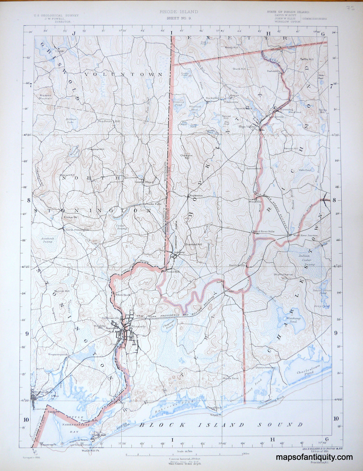 Topographical-Map-RI-Sheet-No.-9-antique-topo-map-United-States-Rhode-Island-1891-USGS-Maps-Of-Antiquity