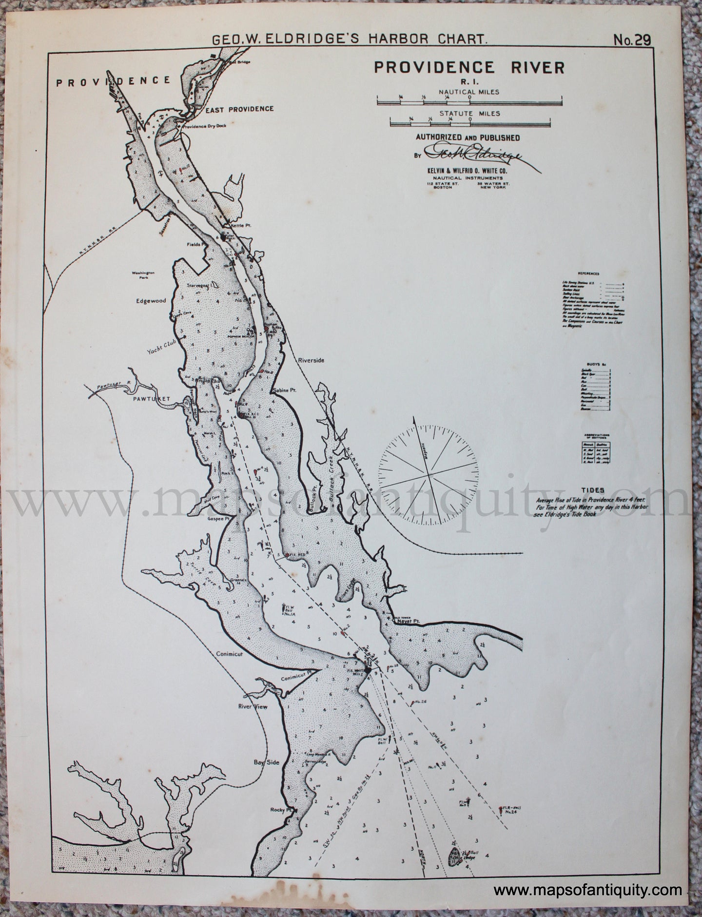 Black-and-White-Antique--Nautical-Chart-Providence-River-RI--United-States-Rhode-Island-1901-Eldridge-Maps-Of-Antiquity
