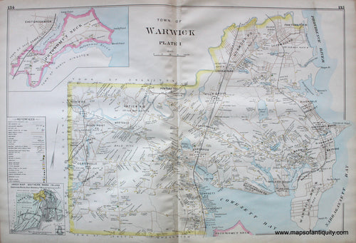 Antique-Hand-Colored-Map-Town-of-Warwick-Village-of-Potowomut-Rhode-Island-United-States-Northeast-1895-Everts-&-Richards-Maps-Of-Antiquity