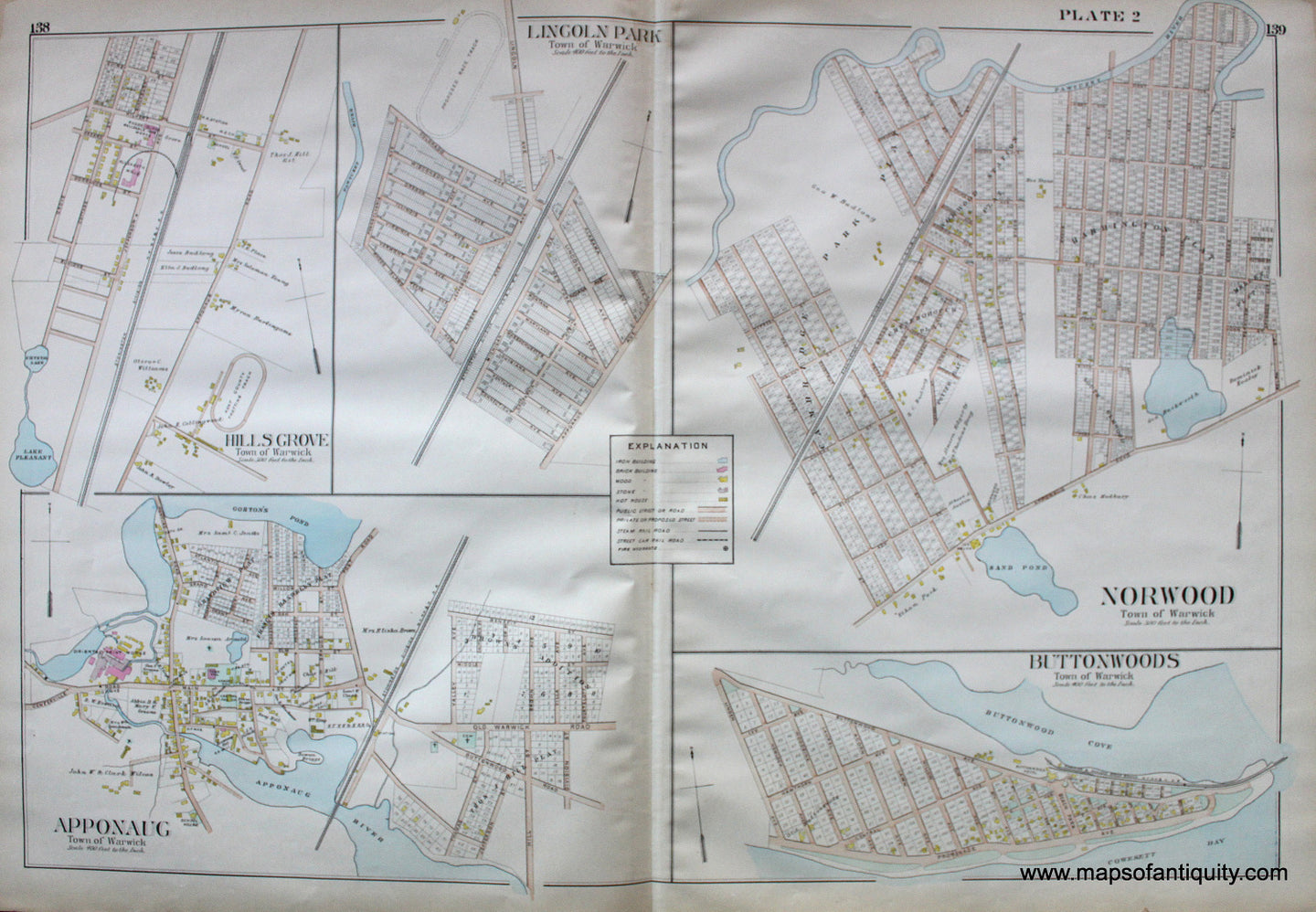 Antique-Hand-Colored-Map-Town-of-Warwick-Plate-2-Rhode-Island-United-States-Northeast-1895-Everts-&-Richards-Maps-Of-Antiquity