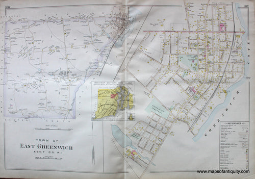 Antique-Hand-Colored-Map-Town-of-East-Greenwich-Village-of-East-Greenwich-Rhode-Island-United-States-Northeast-1895-Everts-&-Richards-Maps-Of-Antiquity