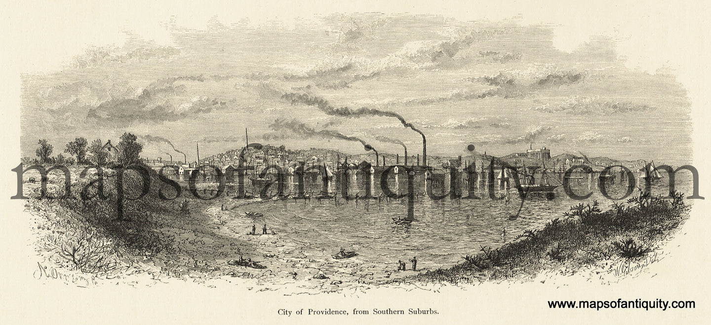 Antique-Black-and-White-Engraved-Illustration-City-of-Providence-from-Southern-Suburbs-United-States-Northeast-1872-Picturesque-America-Maps-Of-Antiquity