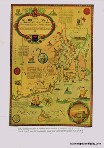 Antique-Printed-Color-Map-A-Map-of-Rhode-Island-and-Providence-Plantations-1925-Clegg/Country-Life-Magazine-Northeast-Rhode-Island-1800s-19th-century-Maps-of-Antiquity