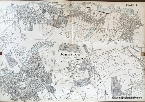 Antique-Hand-Colored-Map-Johnston-plate-14-1917-Richards-Rhode-Island-1900s-20th-century-Maps-of-Antiquity