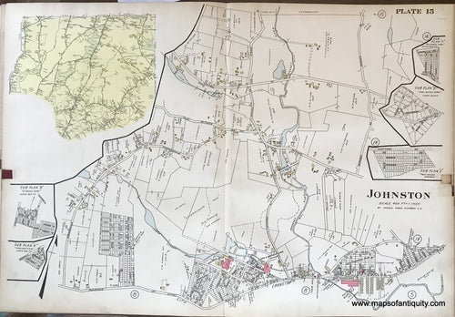 Antique-Hand-Colored-Map-Johnston-plate-15-1917-Richards-Rhode-Island-1900s-20th-century-Maps-of-Antiquity