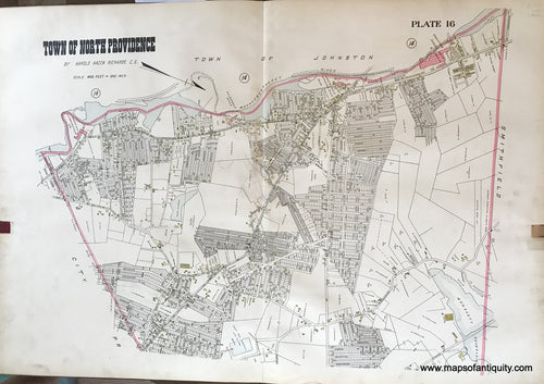 Antique-Hand-Colored-Map-Town-of-North-Providence-plate-16-1917-Richards-Rhode-Island-1900s-20th-century-Maps-of-Antiquity