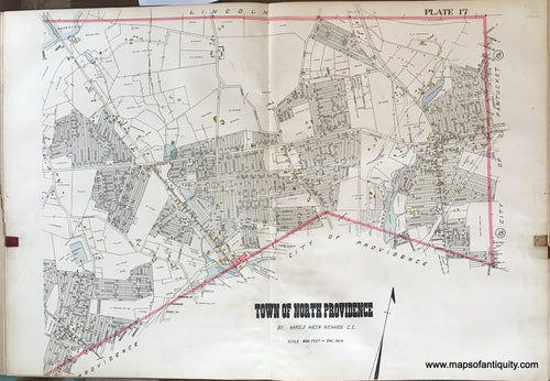 Antique-Hand-Colored-Map-Town-of-North-Providence-plate-17-1917-Richards-Rhode-Island-1900s-20th-century-Maps-of-Antiquity