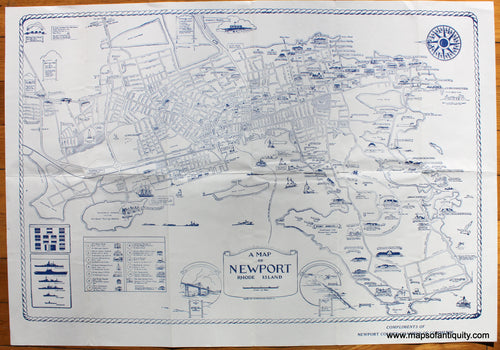 Antique-Printed-Color-Pictorial-Map-A-Map-of-Newport-Rhode-Island-*****SOLD*****-United-States-Rhode-Island-1946-A.-Hartley-&-G.-Ward-Maps-Of-Antiquity-1800s-19th-century