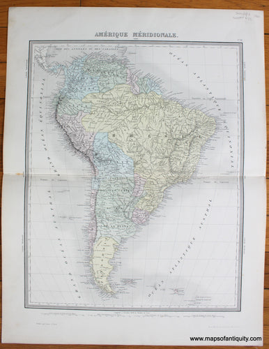 Antique-Map-Amerique-Meridionale-South-America-French-Tardieu-1860-1860s-1800s-Mid-Late-19th-Century-Maps-of-Antiquity