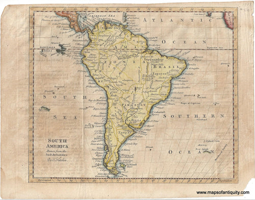 Antique Map South America Drawn from the best Authorities c. 1780 by Kitchin hand-colored Maps of Antiquity