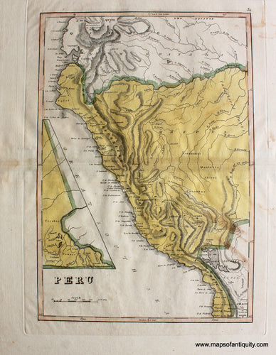 Antique-Hand-Colored-Map-Peru-South-America-Peru-1814-Mathew-Carey-Maps-Of-Antiquity