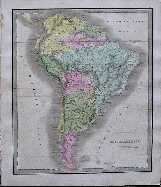Antique-Hand-Colored-Map-South-America.-South-America-South-America-General-1842-Jeremiah-Greenleaf-Maps-Of-Antiquity