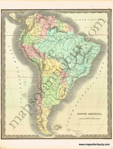 Antique-Hand-Colored-Map-South-America.-South-America-South-America-General-1848-Jeremiah-Greenleaf-Maps-Of-Antiquity