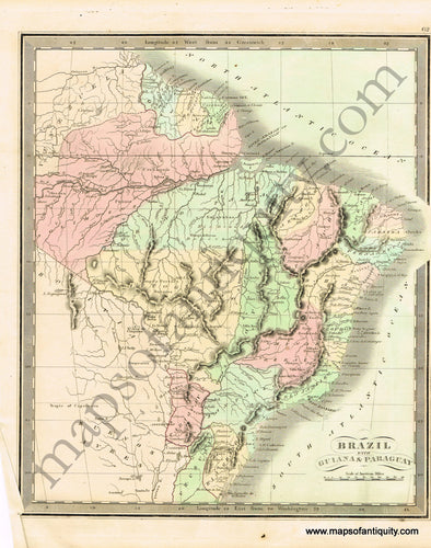 Antique-Hand-Colored-Map-Brazil-with-Guiana-&-Paraguay-South-America-Brazil-1848-Jeremiah-Greenleaf-Maps-Of-Antiquity