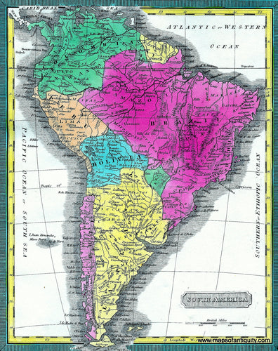 Antique-Hand-Colored-Map-South-America-South-America-South-America-General-1832-C.S.-Williams-Maps-Of-Antiquity