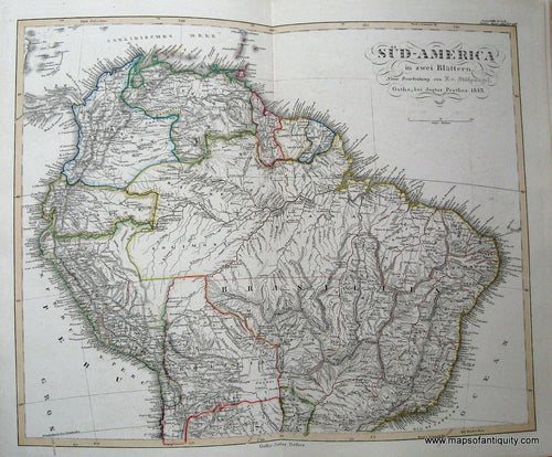 Antique-Hand-Colored-Map-Sud-America-in-zwei-Blattern.-South-America-South-America-General-circa-1843-Stieler-Maps-Of-Antiquity
