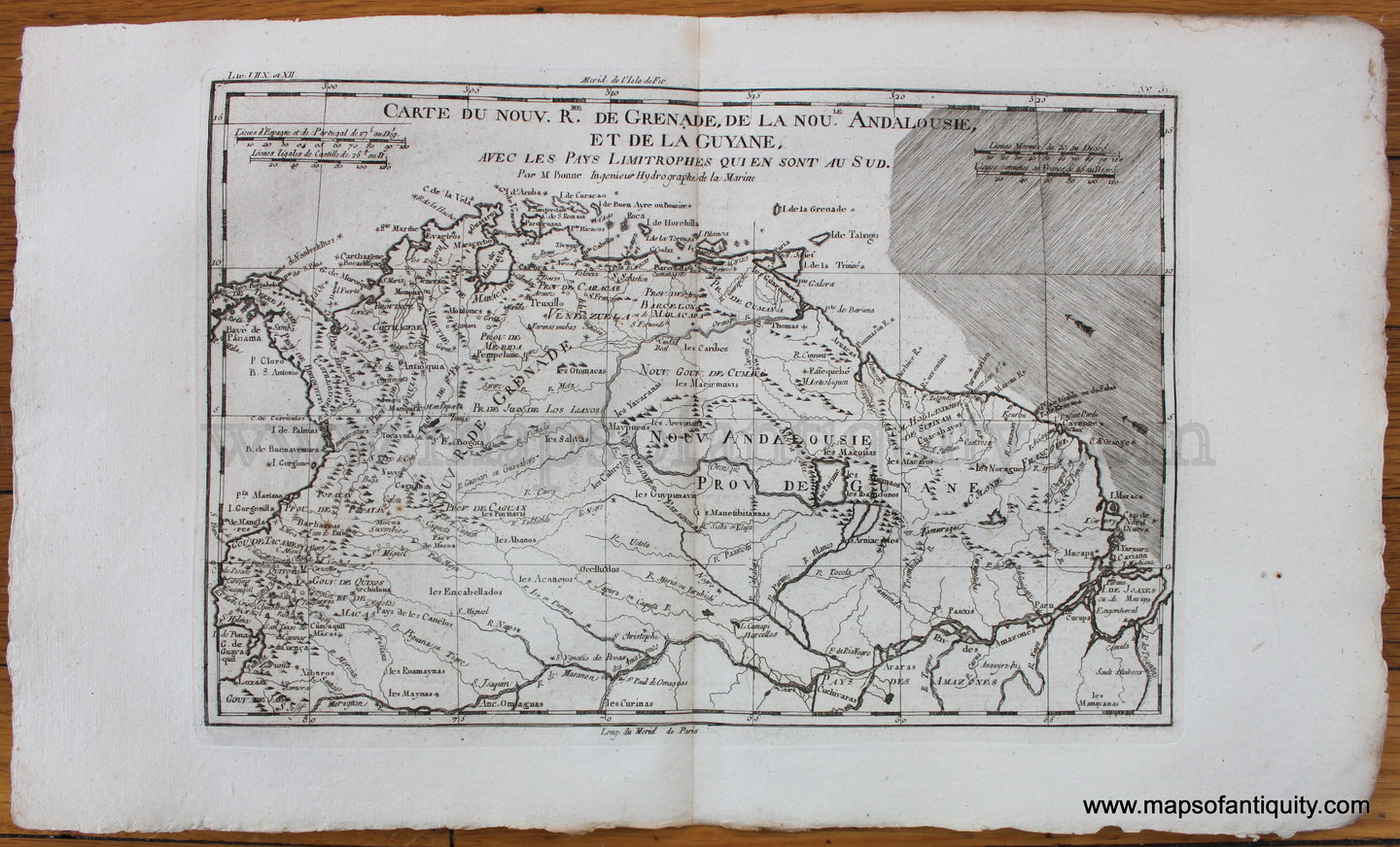 Antique-Uncolored-Map-Le-nouveau-royaume-de-Grenade-la-Nouvelle-Andalousie-et-la-Guyane-etc.---Columbia-and-Venezuela-South-America--1780-Raynal-and-Bonne-Maps-Of-Antiquity
