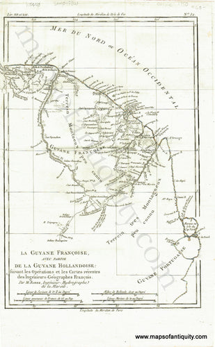 Antique-Black-and-White-Map-La-Guyane-Francaise-avec-partie-de-la-Guyane-Hollandaise.-Caribbean-&-Latin-America-South-America-1780-Raynal-and-Bonne-Maps-Of-Antiquity