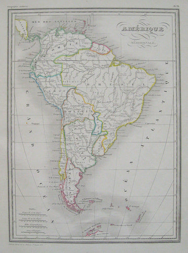 Antique-Hand-Colored-Map-Amerique-meridionale.-South-America--1842-Malte-Brun-Maps-Of-Antiquity