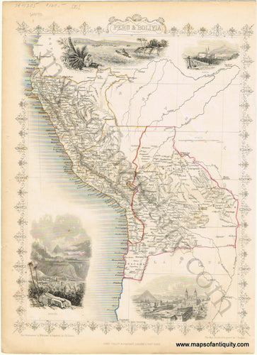 Antique-Hand-Colored-Map-Peru-and-Bolivia-South-America-Peru-1851-Tallis-Maps-Of-Antiquity