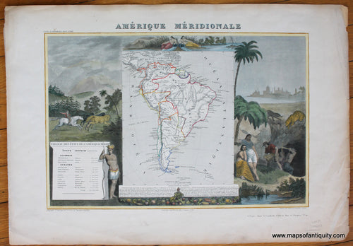 Antique-Hand-Colored-Map-Amerique-Meridionale--South-America--1851-Levasseur-Maps-Of-Antiquity