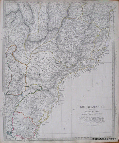Antique-Hand-Colored-Map-South-America-III-South-Brazil-with-Paraguay-and-Uruguay-South-America--1837-SDUK/-Society-for-the-Diffusion-of-Useful-Knowledge-Maps-Of-Antiquity