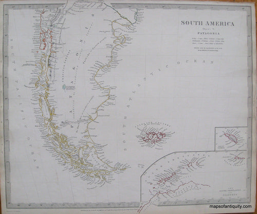 Antique-Hand-Colored-Map-South-America-V-Patagonia-South-America--1838-SDUK/-Society-for-the-Diffusion-of-Useful-Knowledge-Maps-Of-Antiquity
