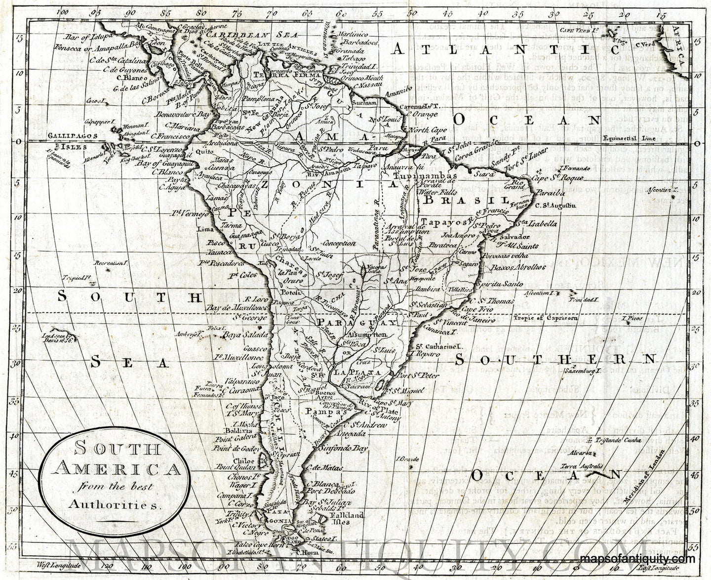 Black-and-white-antique-map-South-America-from-the-Best-Authorities-South-America-South-America-General-c.-1832-Hinton-or--Malte-Brun-Maps-Of-Antiquity