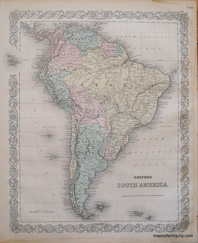 Antique-Hand-Colored-Map-Colton's-South-America-South-America--1887-Colton-Maps-Of-Antiquity