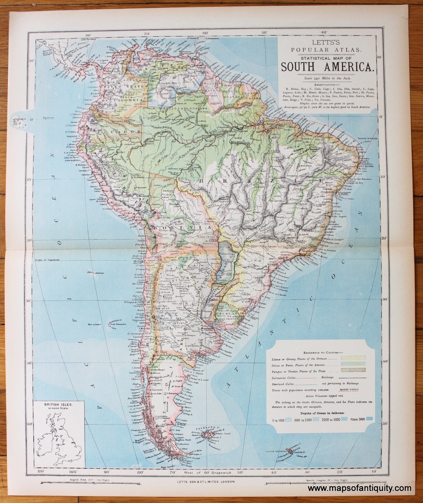 printed-color-Antique-Map-Statistical-Map-of-South-America-South-America-South-America-General-1883-Letts-Maps-Of-Antiquity