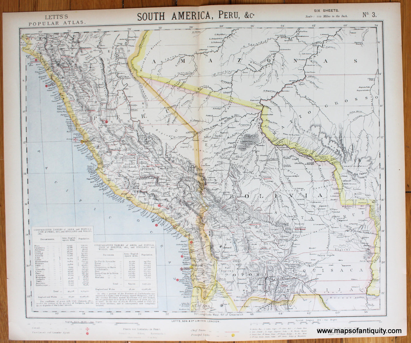 printed-color-Antique-Map-South-America-Brazil-Etc.-Sheet-Three-of-Six-South-America-South-America-General-1883-Letts-Maps-Of-Antiquity