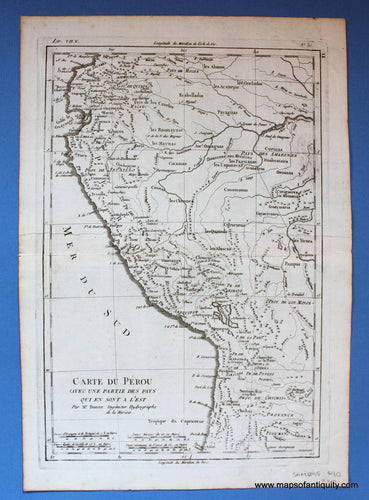 Antique-Black-and-White-Map-Carte-du-Perou-etc.---Peru-South-America--c.-1780-Raynal-and-Bonne-Maps-Of-Antiquity