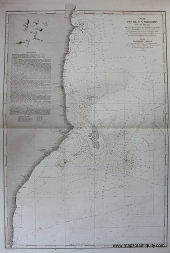 Antique-Black-and-White-Nautical-Chart-Carte-des-Recifs-Abrolhos-Cote-du-Bresil-et-de-la-Cote-adjacente-comprise-entre-San-Mateo-et-les-Itacolomis-Brazil-South-America-Brazil-1862-Depot-de-la-Marine-Maps-Of-Antiquity
