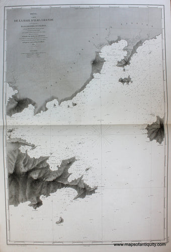 Antique-Black-and-White-Nautical-Chart-Bresil-Carte-de-la-Baie-d'Ilha-Grande-Mangaratiba-et-Palmas-Brazil-**********-South-America-Brazil-1869-Depot-de-la-Marine-Maps-Of-Antiquity