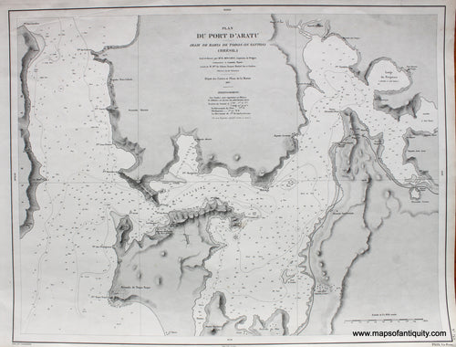 Antique-Black-and-White-Nautical-Chart-Plan-du-Port-d'Aratu-Baie-de-Bahia-de-Todos-os-Santos-Brazil-South-America-Brazil-1867-Depot-de-la-Marine-Maps-Of-Antiquity