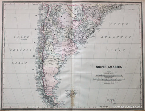 Antique-Hand-Colored-Map-South-America-(Southern-Sheet)-South-America--1887-Bradley-Maps-Of-Antiquity