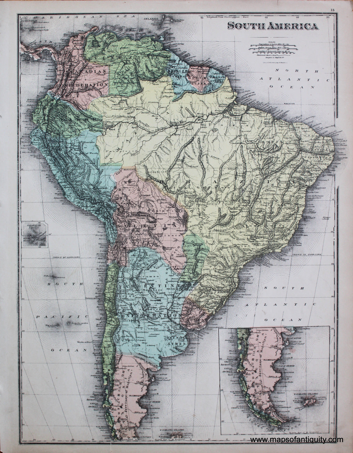 Antique-Printed-Color-Map-South-America-Caribbean-&Latin-America-South-America-1881-Belden-Maps-Of-Antiquity