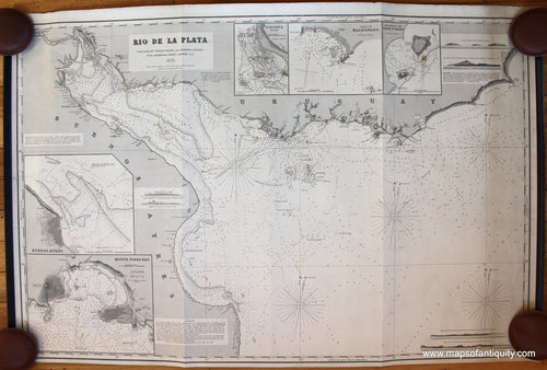 Antique-Blue-Back-Antique-Nautical-Chart-Rio-de-la-Plata-**********-South-America--1872-Wilson-Maps-Of-Antiquity