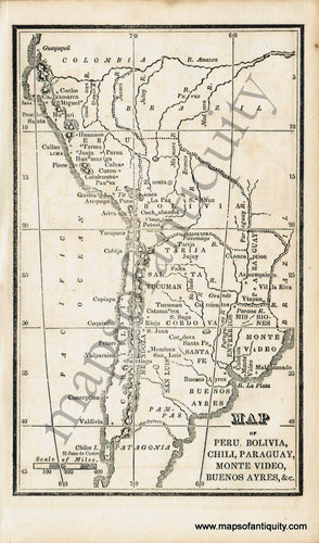 Antique-Black-and-White-Map-Map-of-Peru-Bolivia-Chili-Paraguay-Monte-Video-Buenos-Ayres-&c.--Caribbean-&-Latin-America-South-America-1830-Boston-School-Geography-Maps-Of-Antiquity